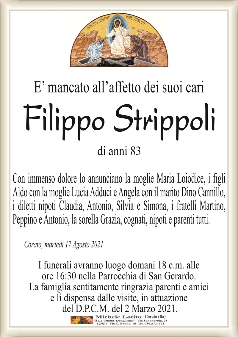 Filippo Strippoli Corato Necrologi Web