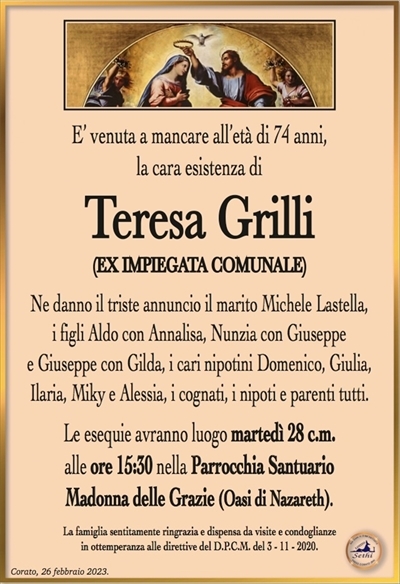 Teresa Grilli Ex Impiegata Comunale Corato Necrologi Web