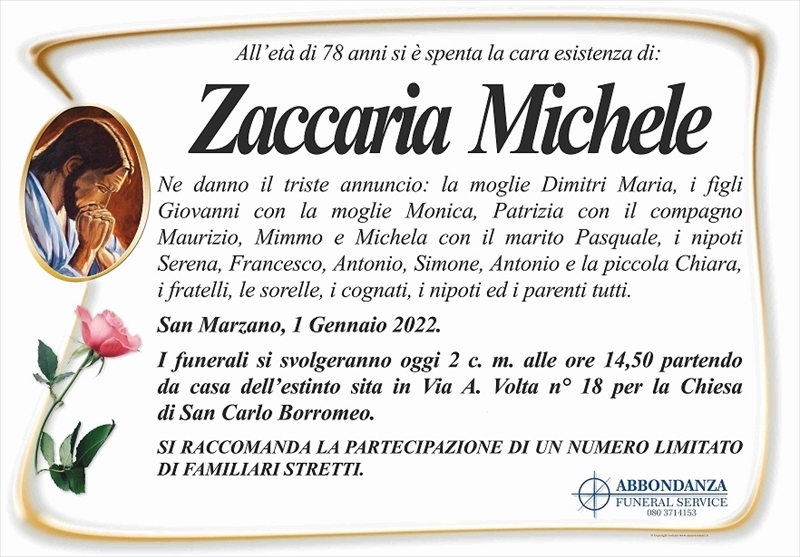 MICHELE ZACCARIA Bitonto necrologi web