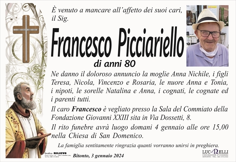 FRANCESCO PICCIARIELLO Bitonto necrologi web