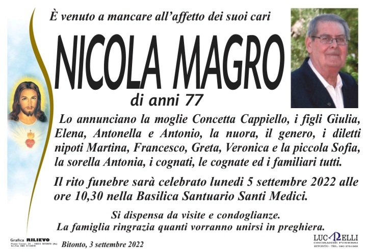 NICOLA MAGRO | Bitonto | necrologi web