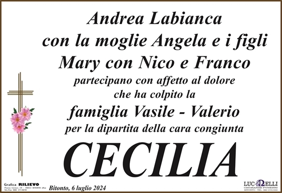 CECILIA VALERIO in Vasile Bitonto necrologi web