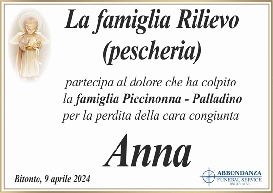 SIG.NA ANNA PICCINONNA | Bitonto | Necrologi Web