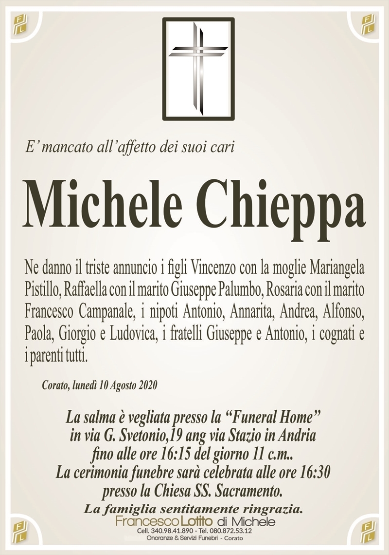 Michele CHIEPPA Corato necrologi web