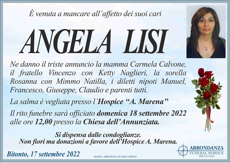 ANGELA LISI | Bitonto | necrologi web