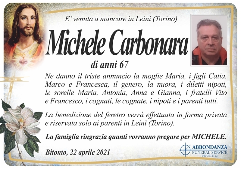 MICHELE CARBONARA Bitonto necrologi web